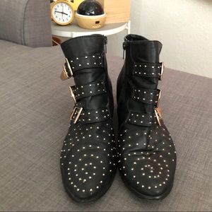 Black studded booties